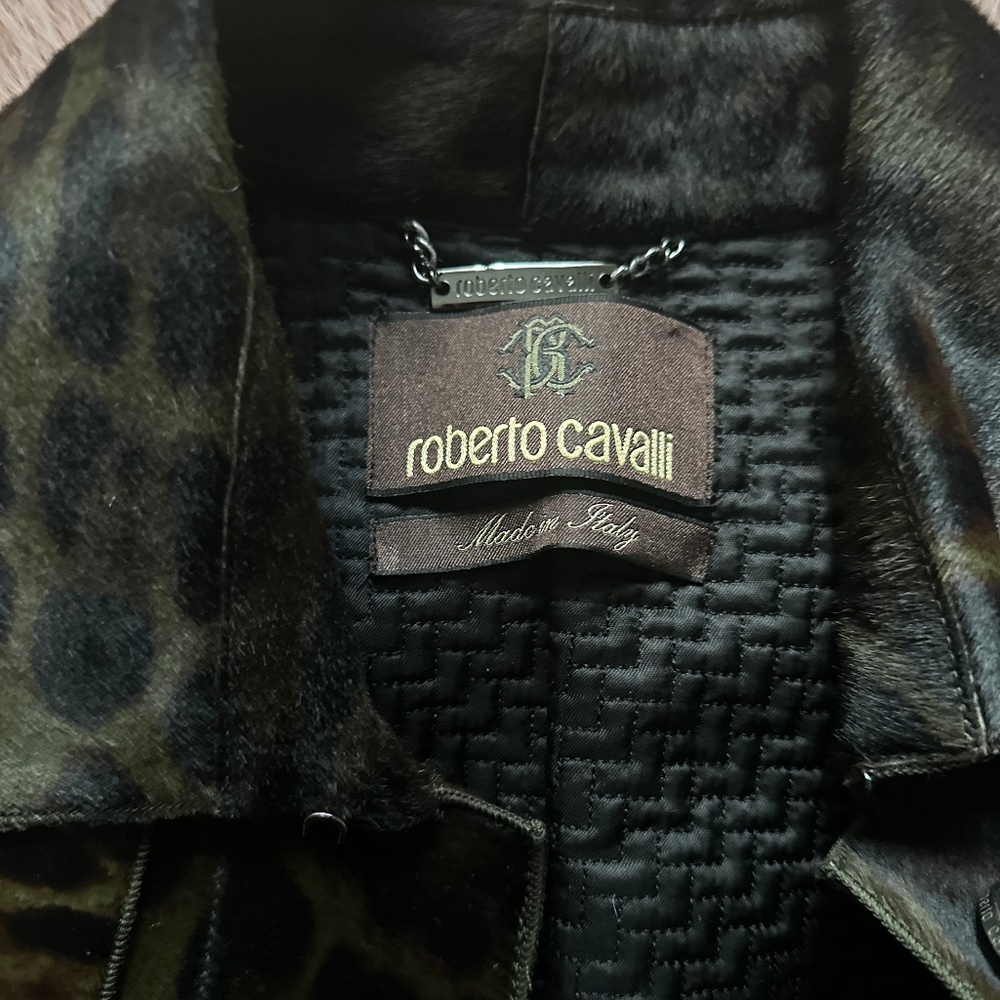 Roberto Cavalli animal print  calfskin trench coat XS